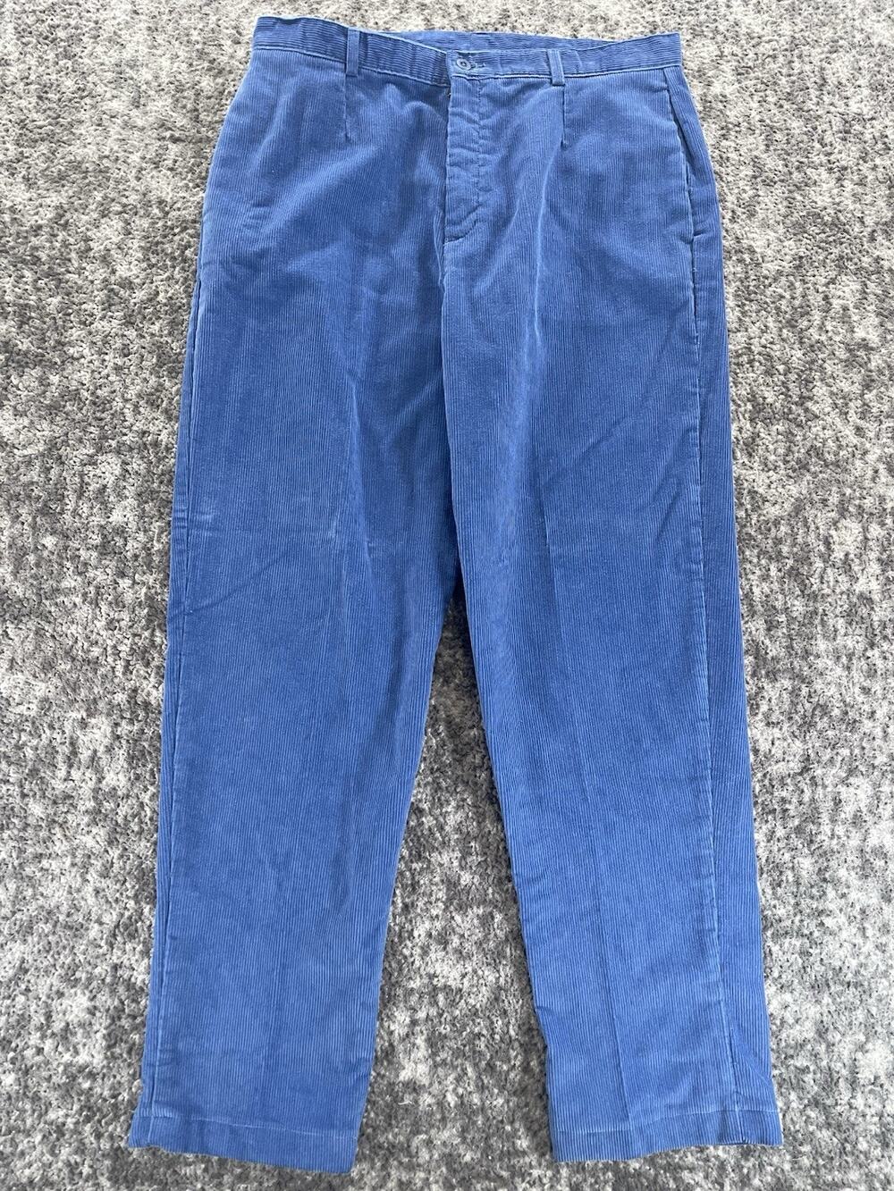 Lands End Pants Womens 14 Petite Mid Rise Straight Corduroy Blue Casual